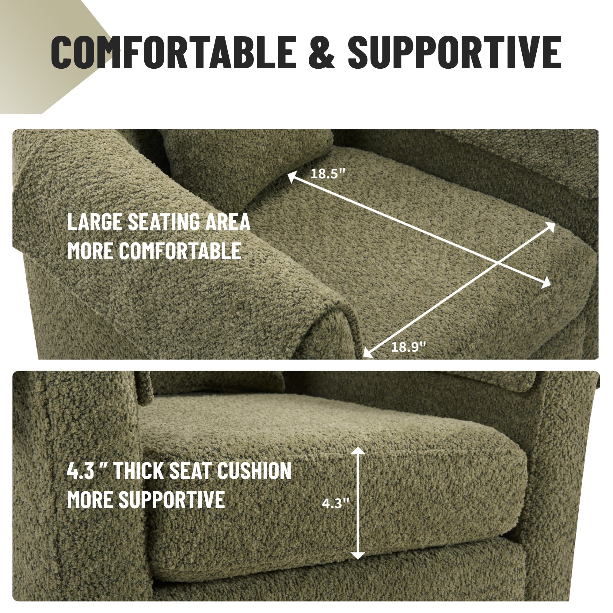 Swivel Accent Chair with Ottoman Set, Modern Chenille Barrel Armchair with Removable Back Pillow & 2 Armrest Covers for Living Room, Bedroom, Office, Green